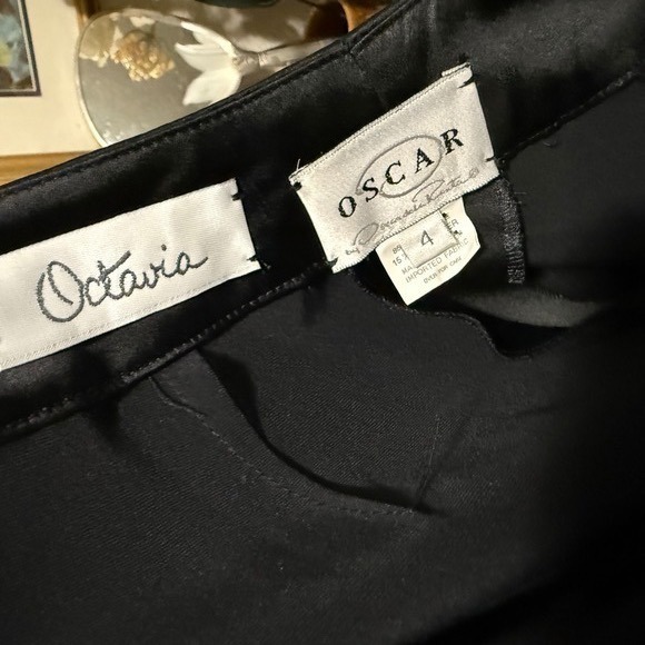 Oscar De La Renta Octavia Women's Satin Wide Leg Dress Pants High Waist black 4 - Picture 1 of 8